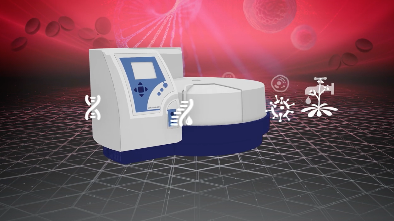 Animated product video for the KingFisher instrument line: application overview and sample preparation workflow visualization. Program managed production. 