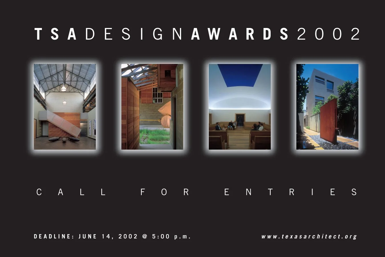 the 2002 TSA Design Awards call for entries, postcard version.