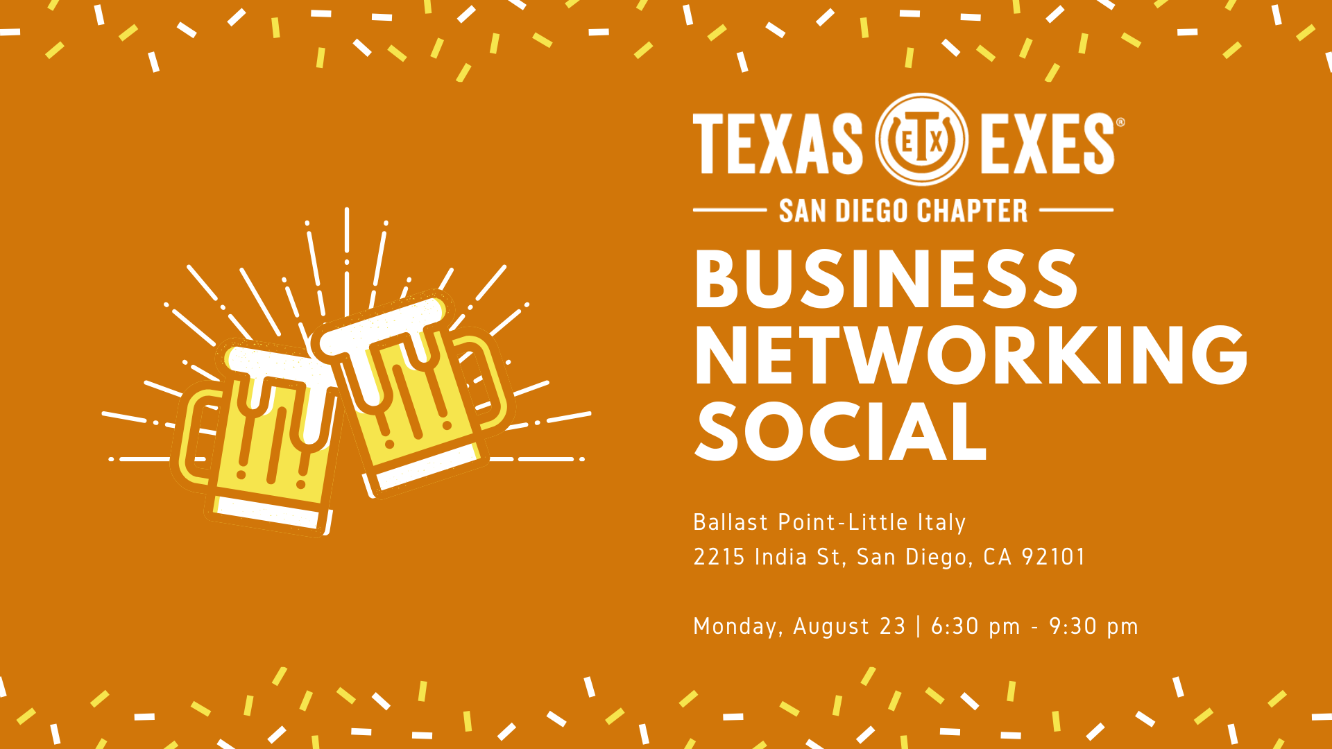 Event graphic for chapter networking event. Social media content.