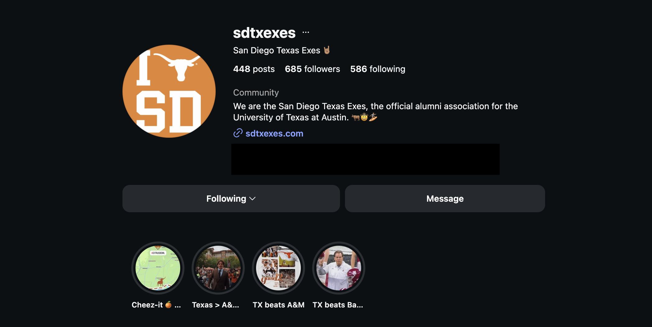 San Diego Texas Exes Instagram profile: social media management.