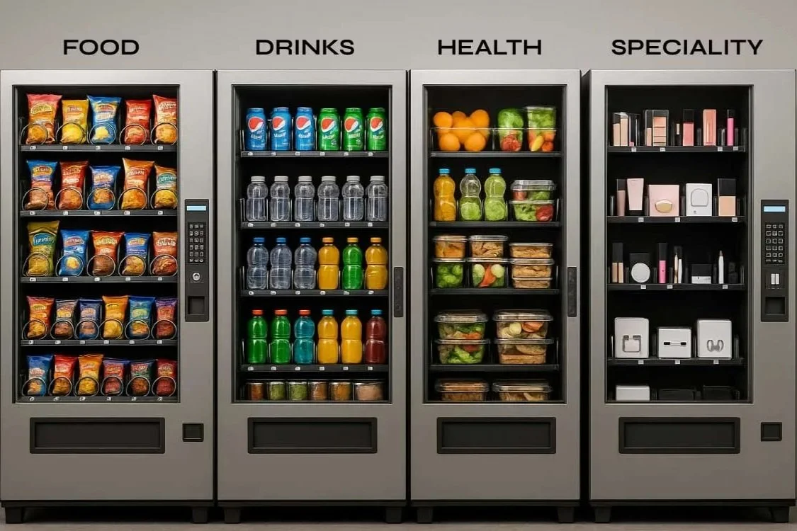 A variety of healthy, snack, food, drink, and supply vending machines available for your business in Bel Air, Forest Hill, Fallston, Joppa, and all of Harford and Baltimore counties in Maryland.