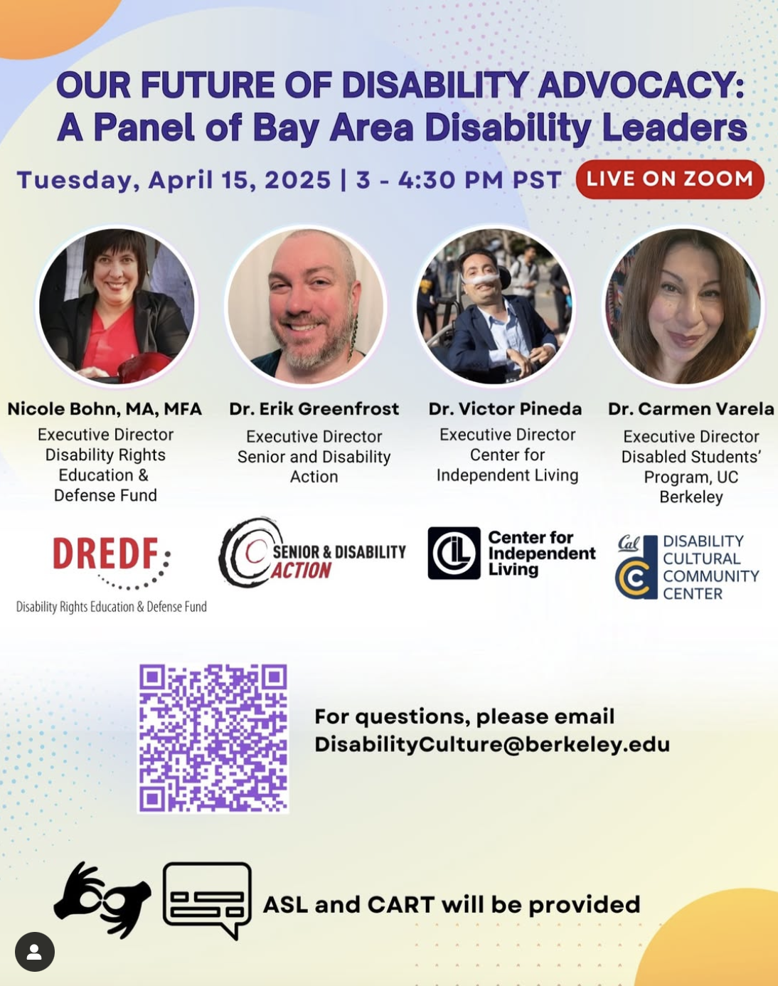 Flyer for the Future of Disability Advocacy panel