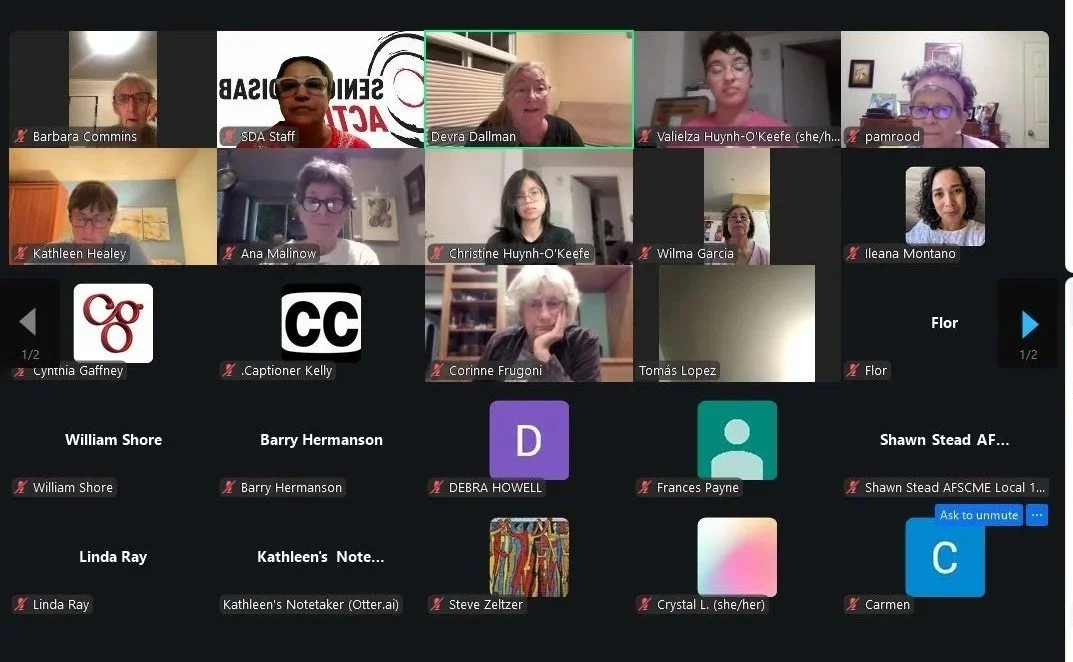 A screenshot of a Zoom gallery with many people on camera and some people off camera