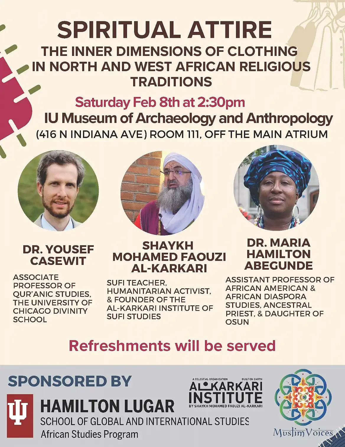 Workshop on Fashion and Spirituality at the University of Indiana Bloomington (February 2025)