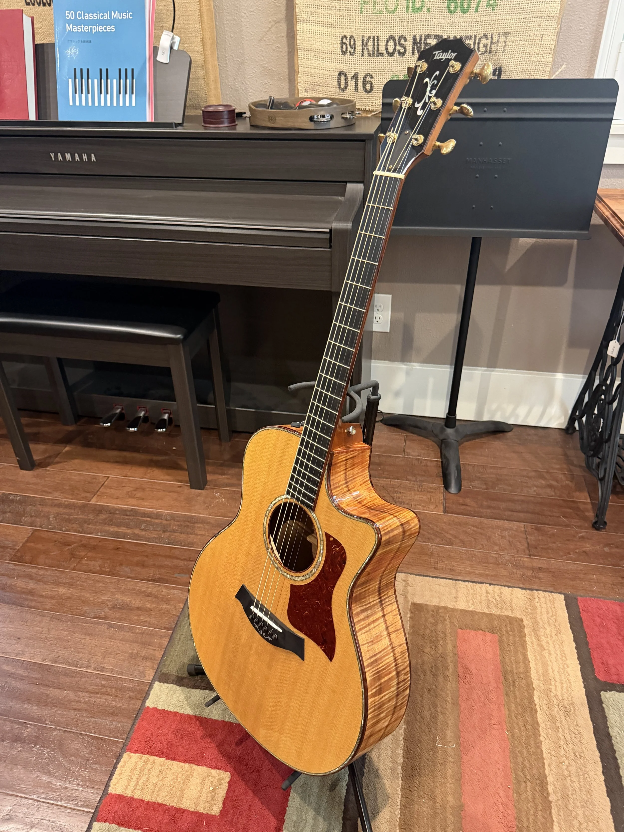 Acoustic guitar ready for recording at Studio 2.0 in Seguin, Texas
