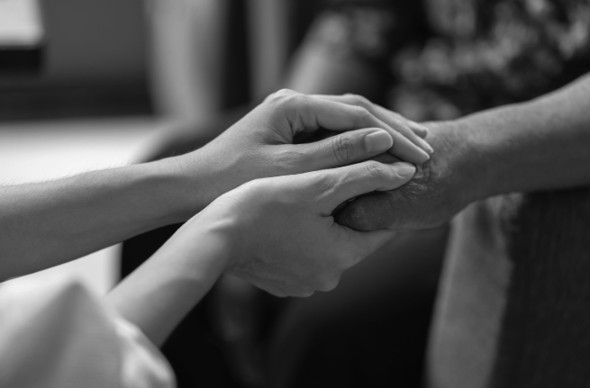 People supporting each other during anticipatory grief while person is in hospice care or received terminal diagnosis and feeling grief before death