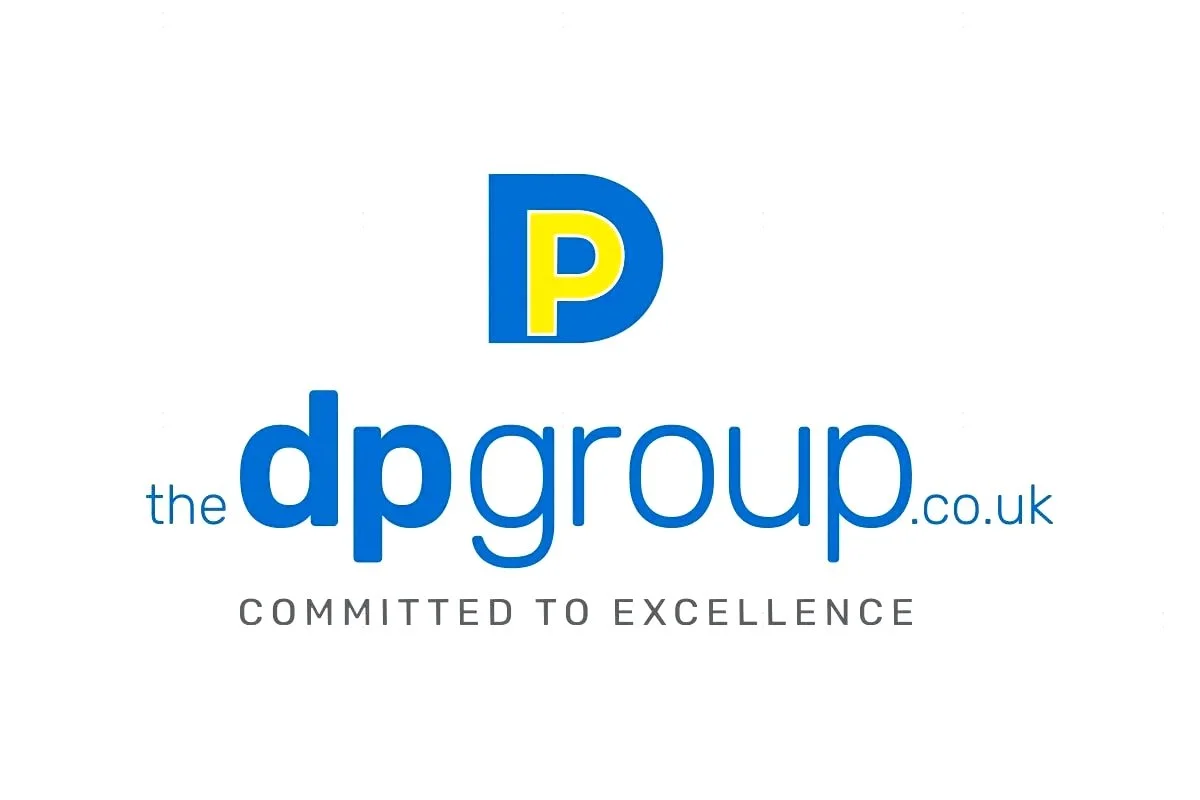 Logo of the dp group, featuring a blue 'D' with a yellow 'P' inside, the text 'the dpgroup.co.uk' in blue, and the tagline 'Committed to Excellence' in gray.