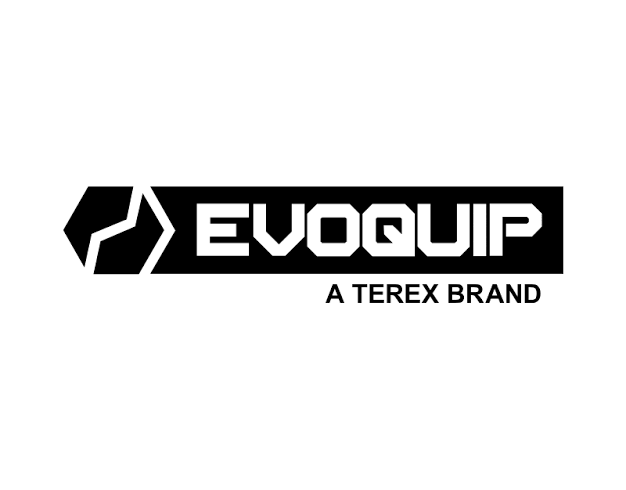 EVOQUIP logo with text 'A TEREX BRAND' in black on a white background