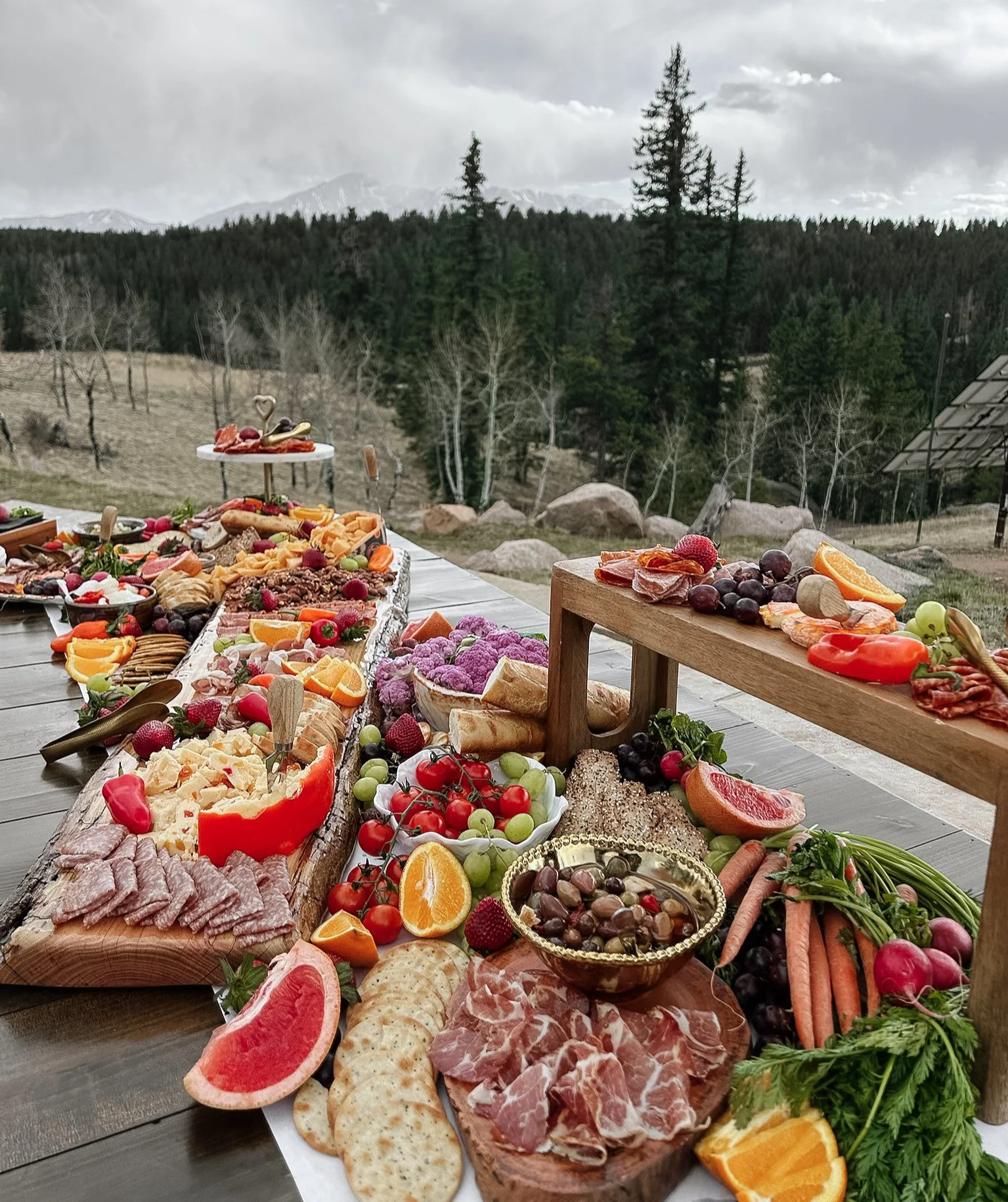 Wood-fired wedding catering buffet in Denver by Wildfire Cuisine Co.
