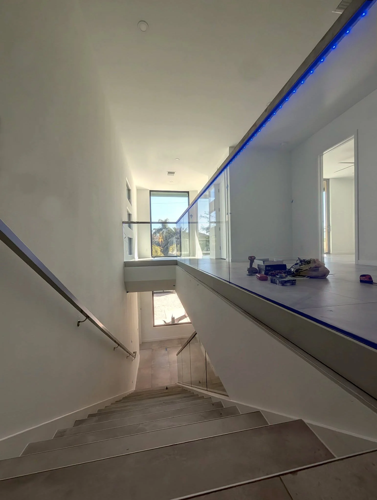 Lighted handrail looking downstairs - White Balance - LIGHT ENHANCED - v2 W rail.jpg