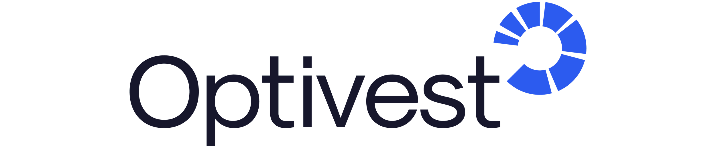 Logo d'Optivest avec le nom en noir et un symbole circulaire en bleu.
