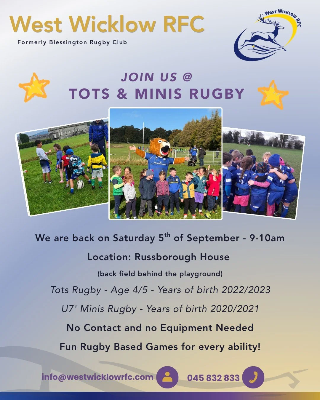 🏉 Got a little one with energy to burn?

Let them run, jump, chase, throw, catch and have a whole lot of fun!

Our Tots &amp; Minis Rugby sessions for ages 4+ are all about fun, movement and learning through play. With rugby-based games and activiti