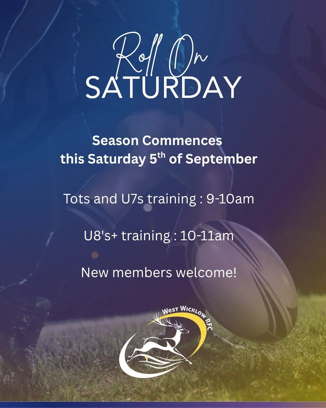 🏉 WE&rsquo;RE BACK! 🏉

The summer holidays are over, the boots are out and it&rsquo;s time to get back on the pitch! 💚

Training is back this weekend at West Wicklow RFC and we&rsquo;re ready for another season of rugby, friendships, fun and plent