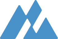 Blue stylized mountain logo with sharp peaks.