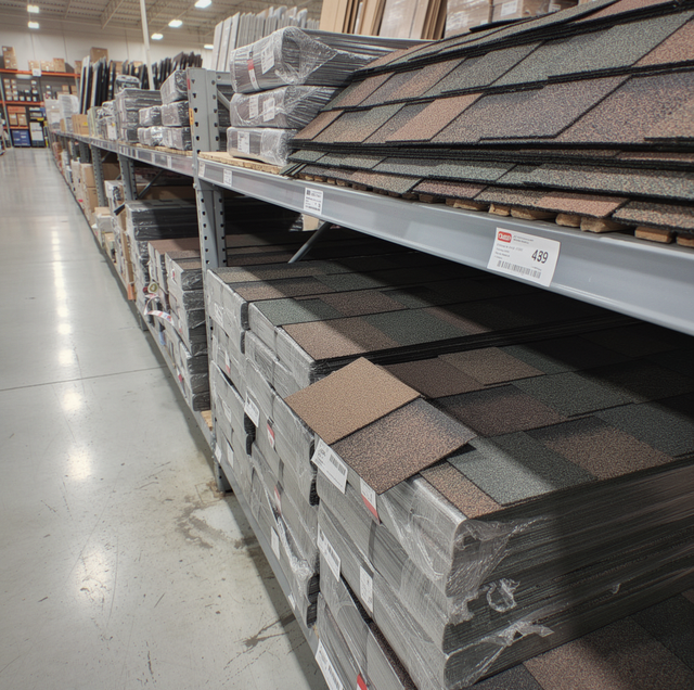 Two bundles of asphalt roof shingles side by side