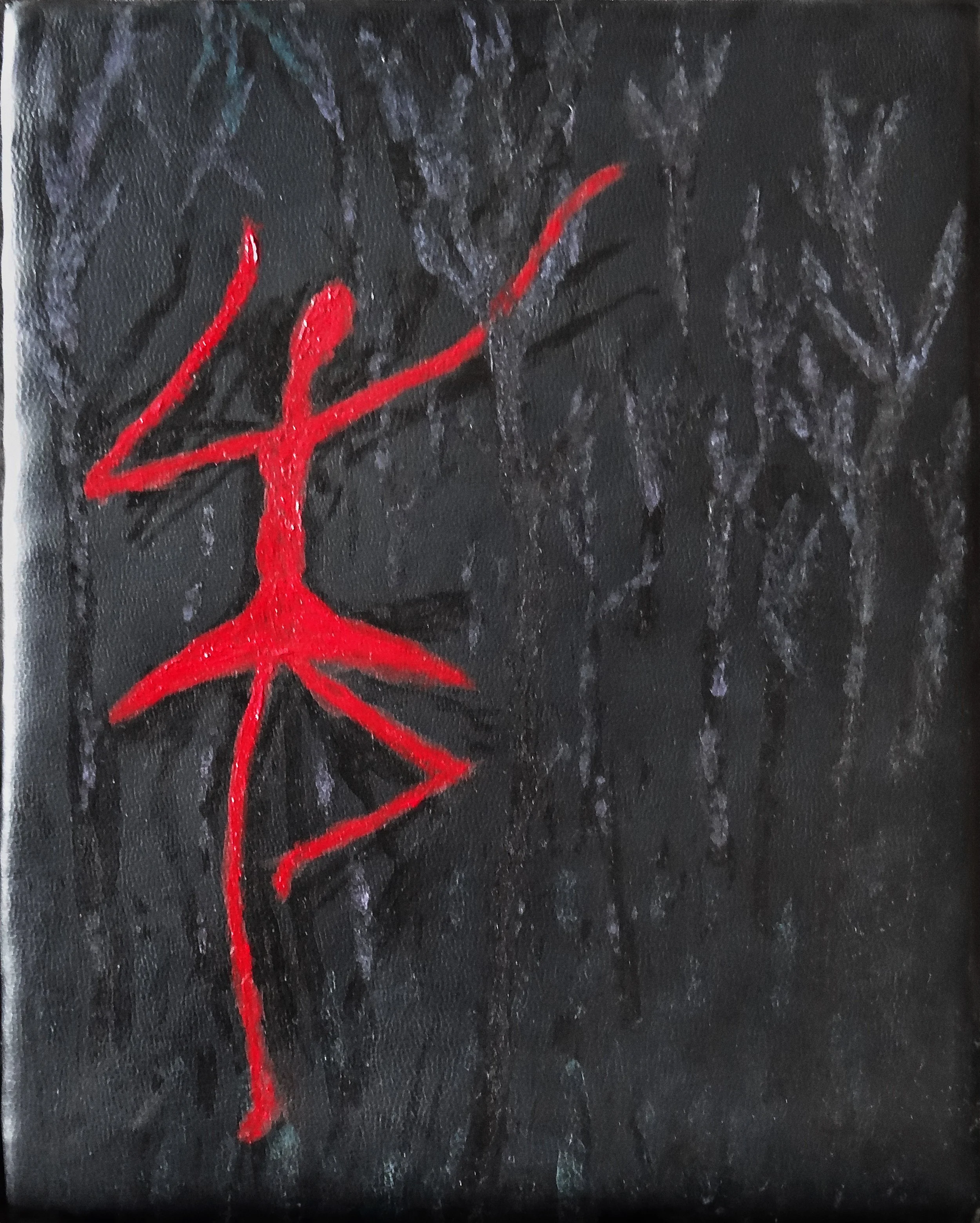 Red Dressed Dancer (on leather)