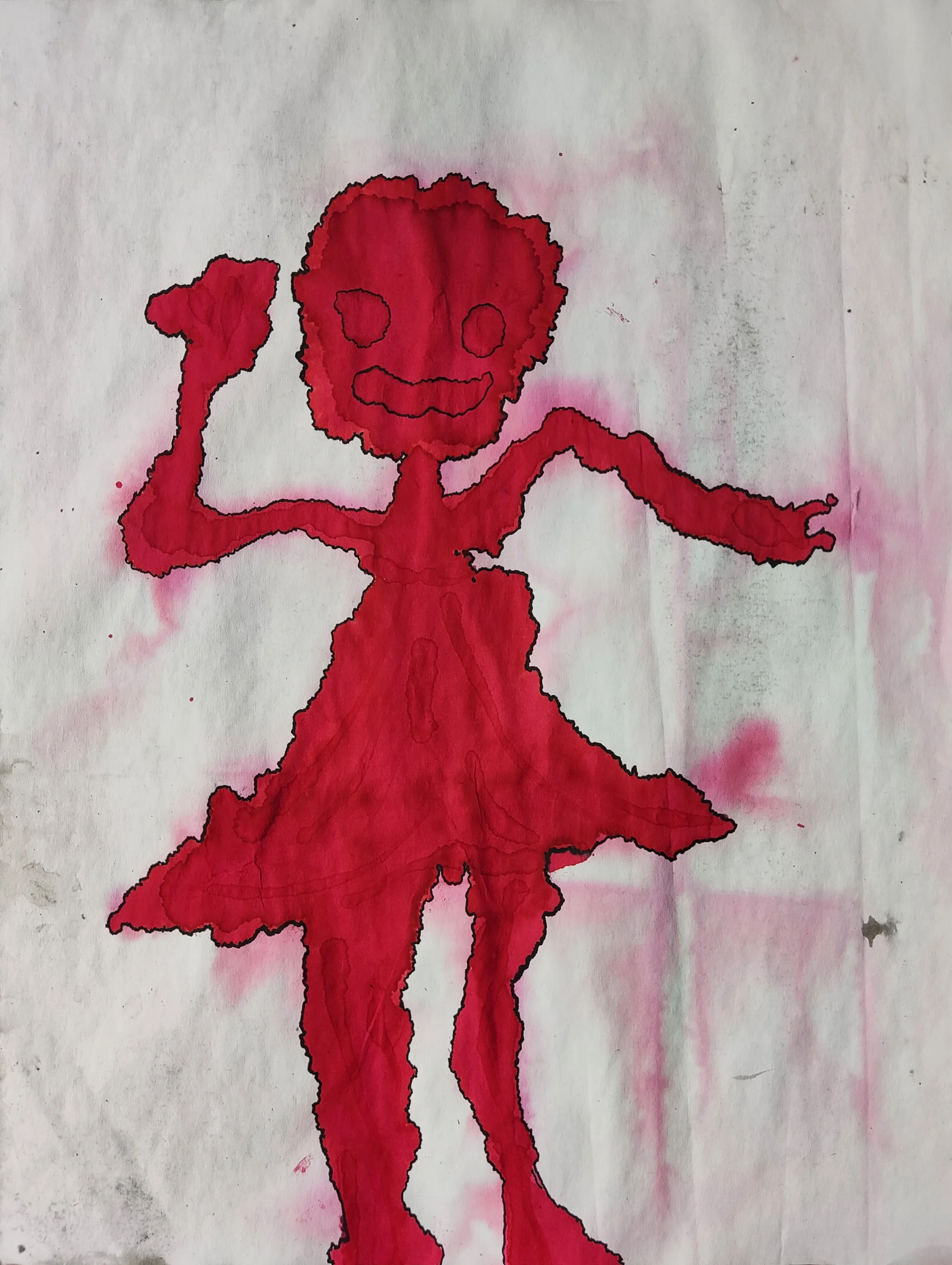 Red Dressed Dancer II (in ink)