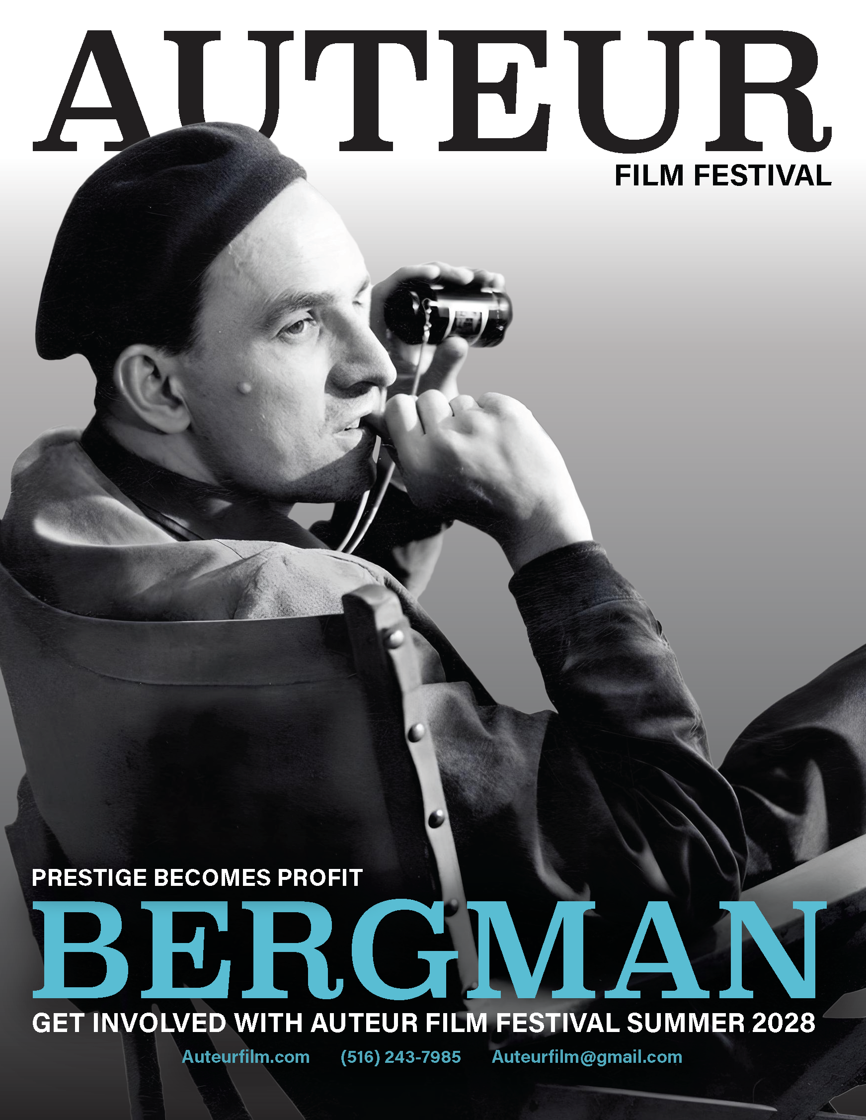 Auteur Film Festival Ingmar Bergman B2B magazine ad. "Prestige becomes profit"