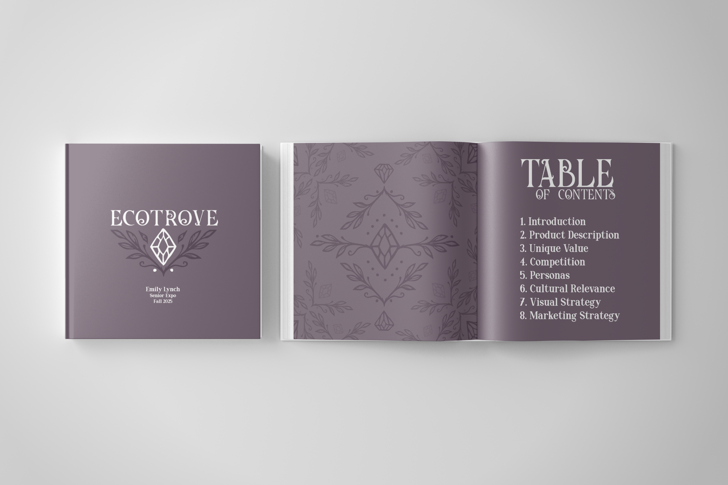 Ecotrove thrifting subscription box book showing the cover and table of contents spread