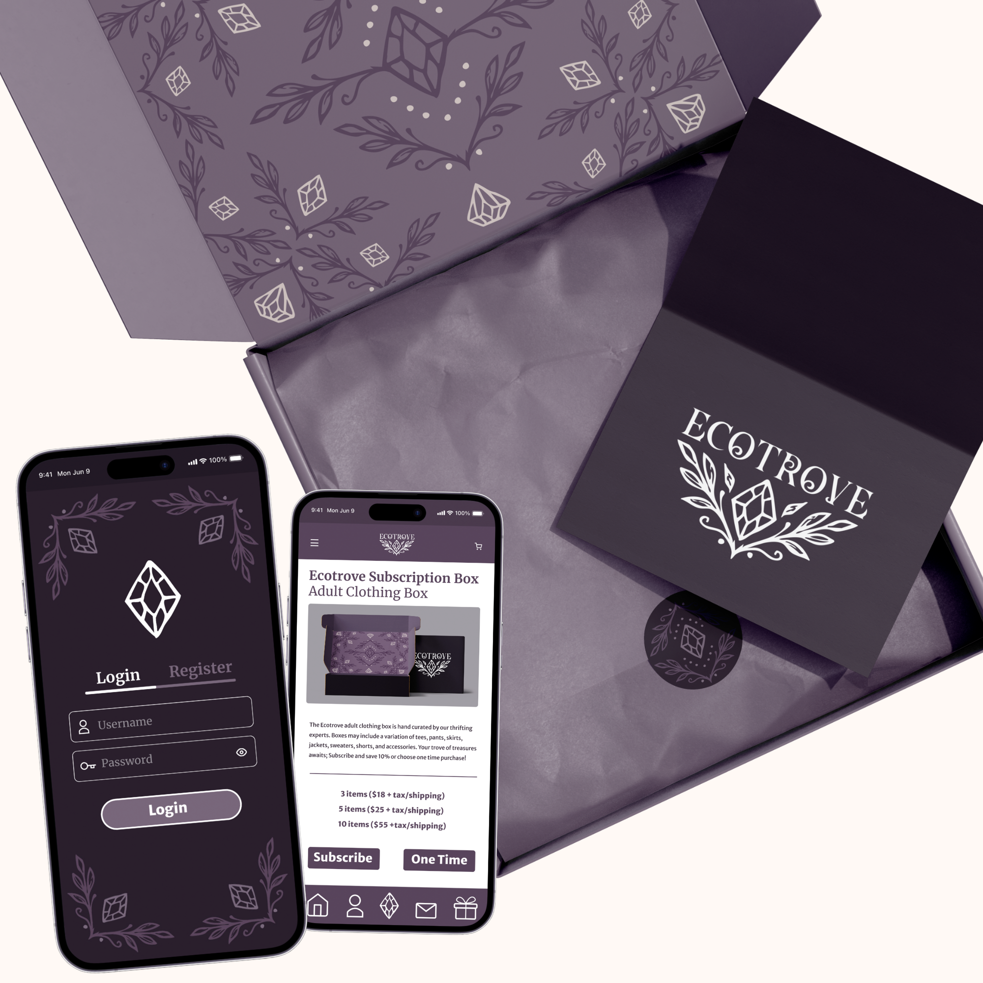 Thrifting subscription box branding