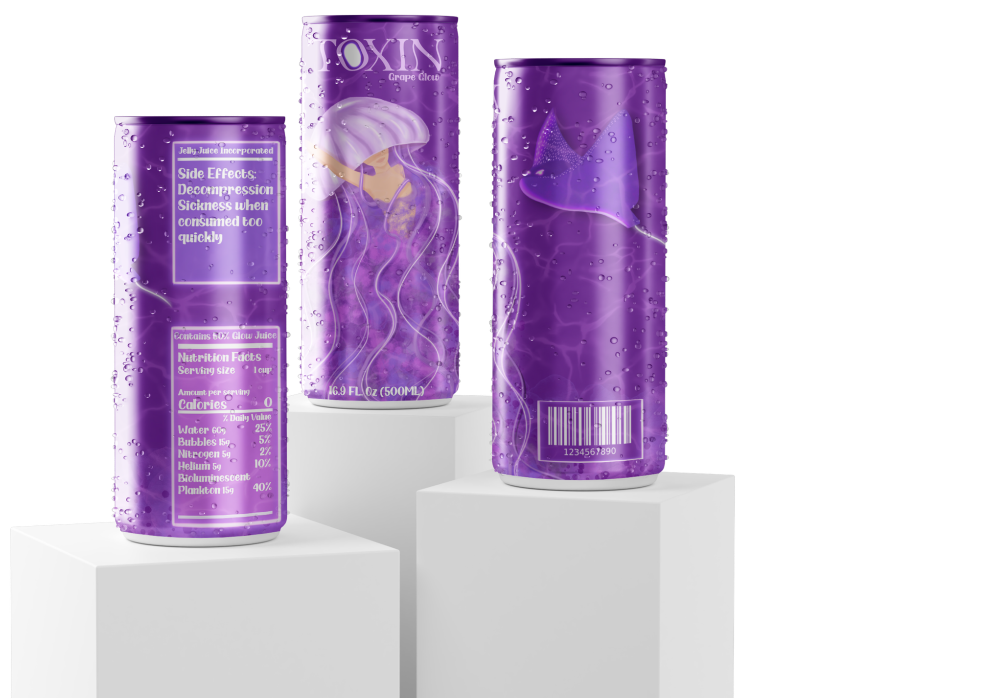 Grade glow violet Toxin energy drink on display. Concord vs spotted thunder