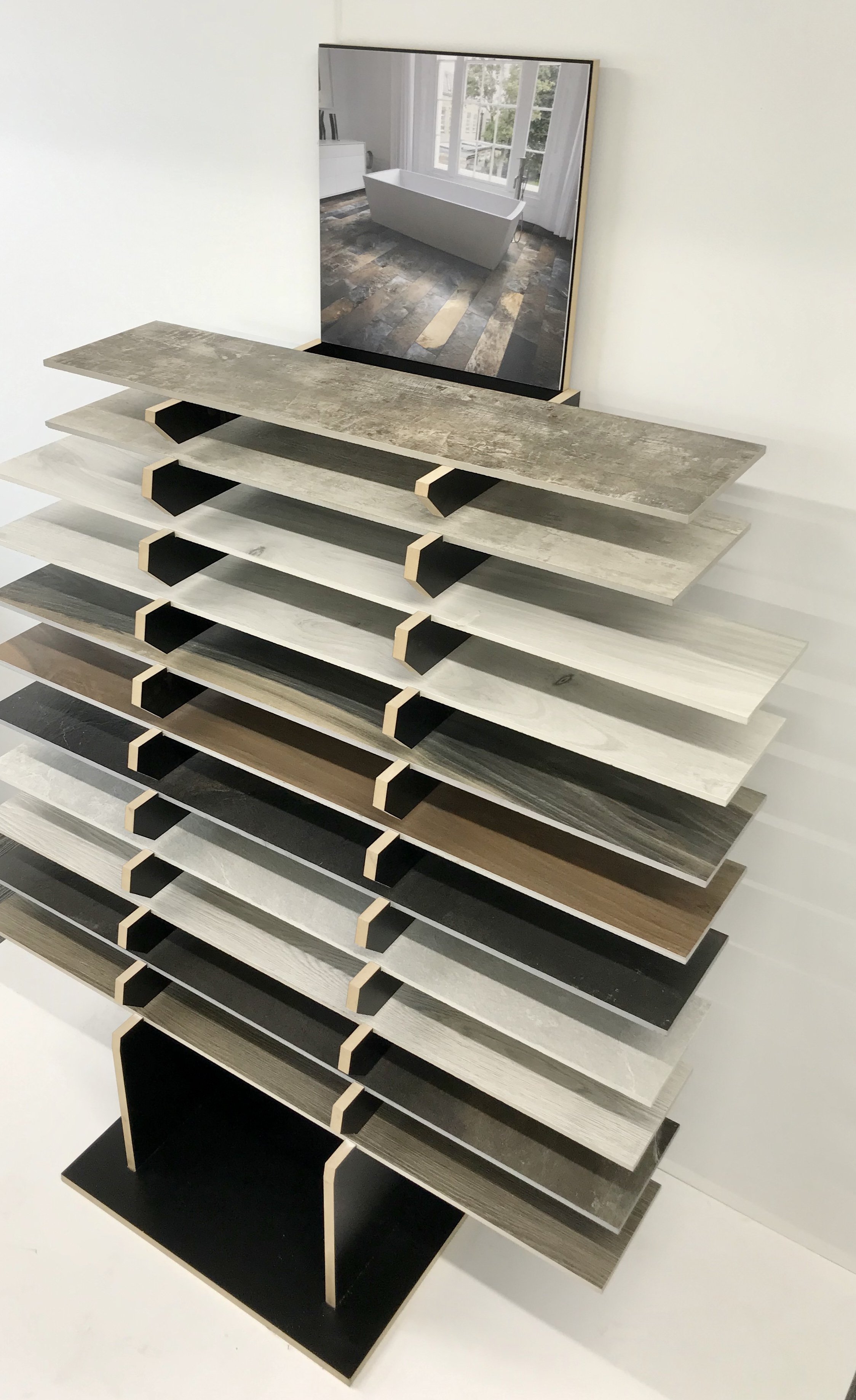 Tile and wood plank stand