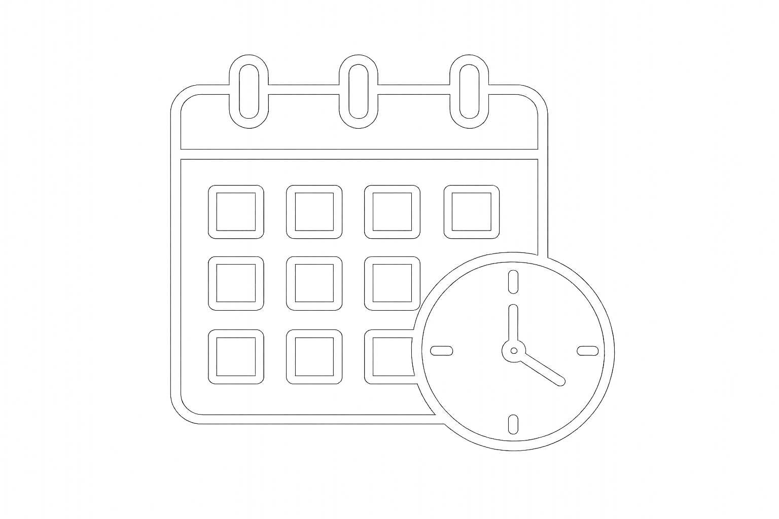 Icon - calendar with superimposed clock