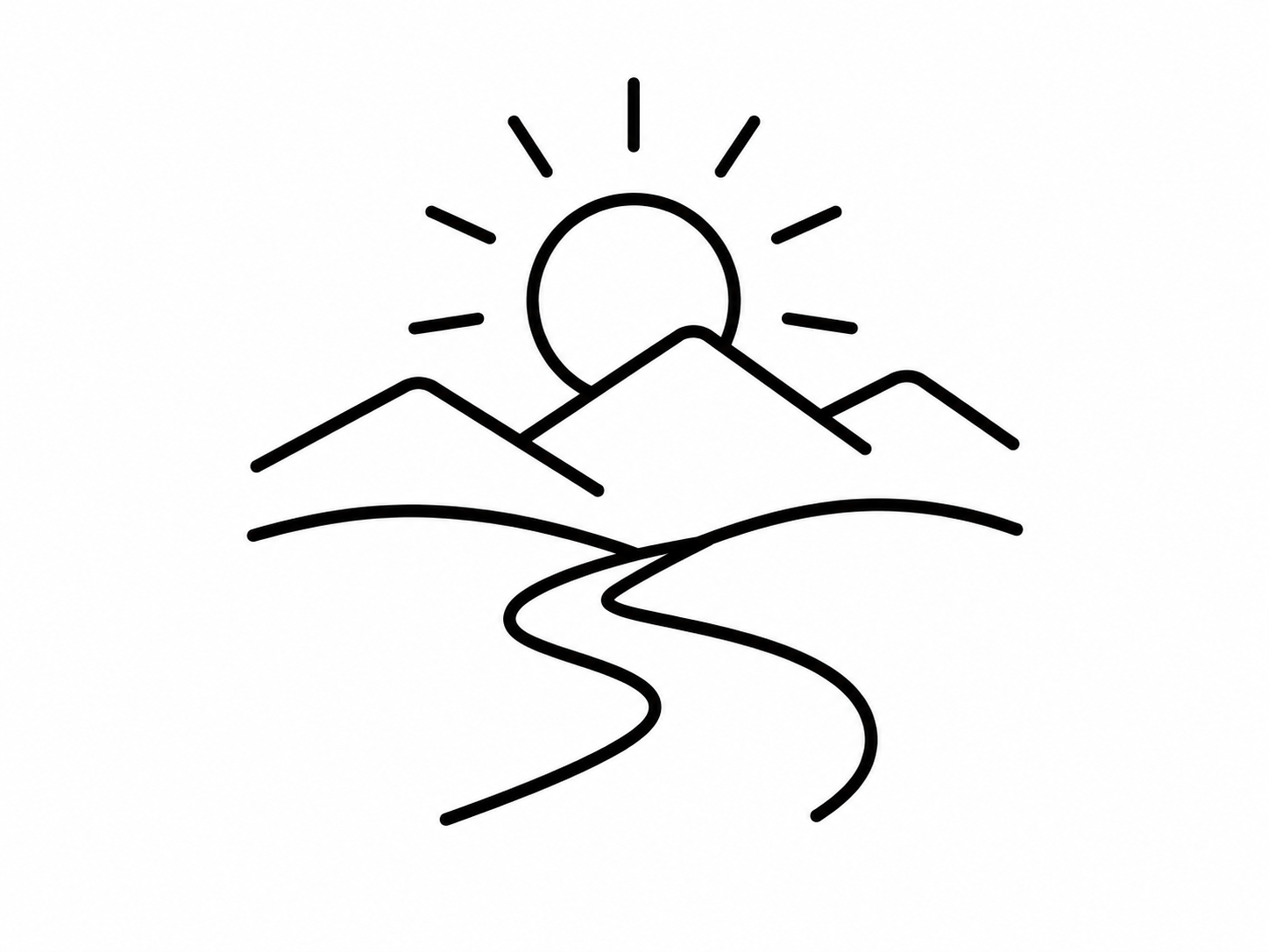 Icon - sun over mountains and river