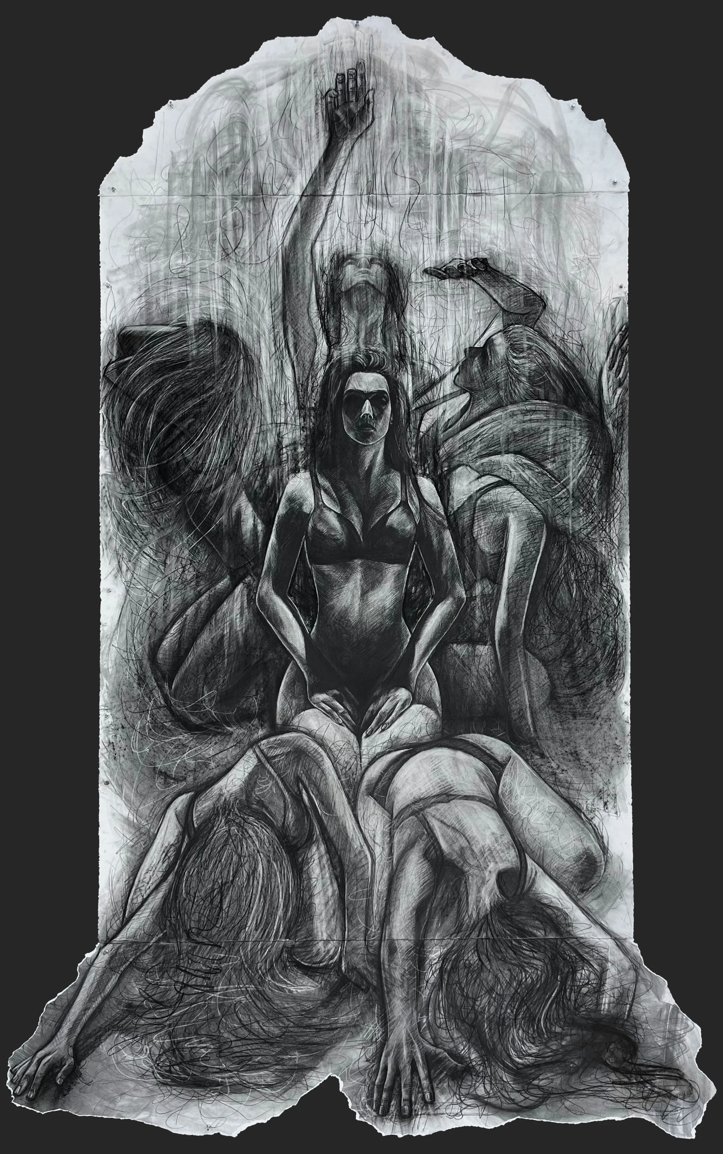 "Woman", Charcoal on Stonehenge Paper, 5’10” x 8’8”, 2024
