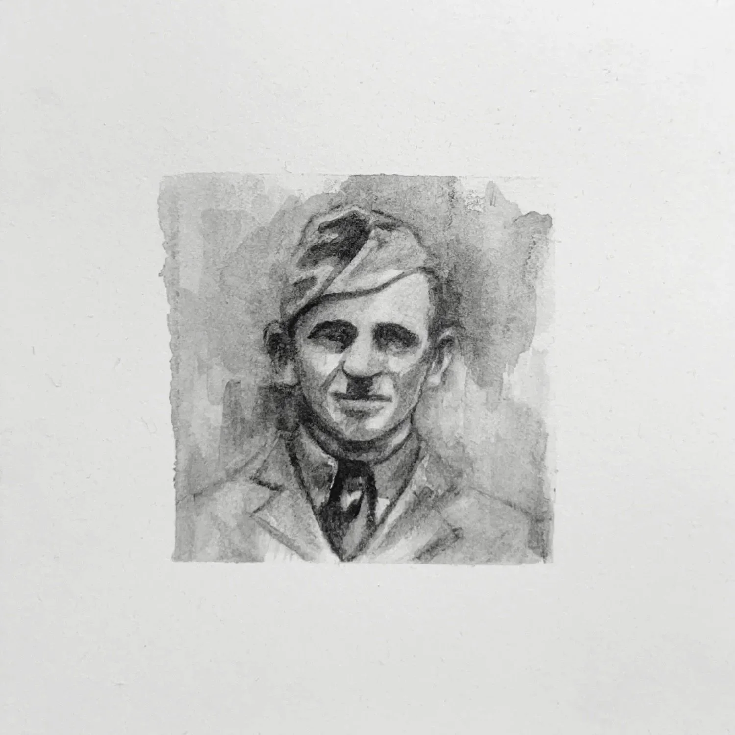 “Fragment (Joseph),” water-soluble graphite, 1 ½” x 1 ½”, 2025