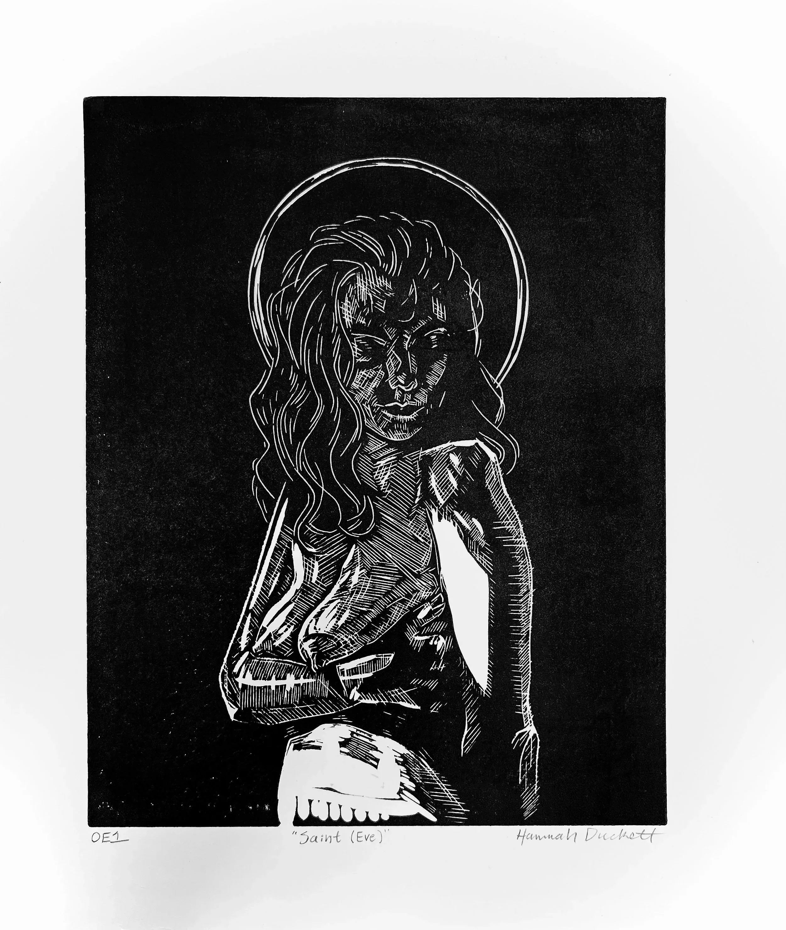 "Saint (Eve)", linocut