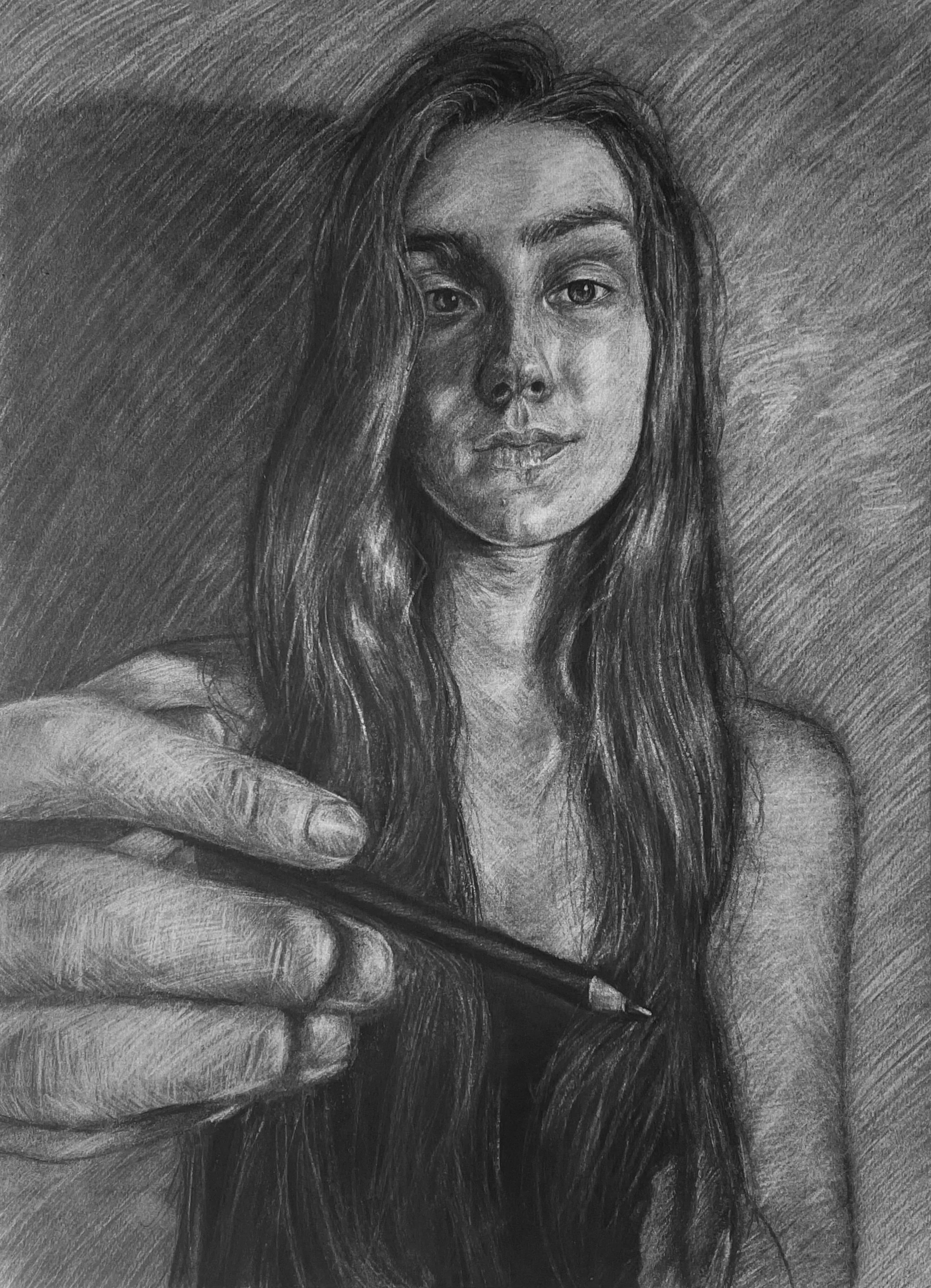 "Self-Portrait", charcoal on BFK Rives, 22"x30", 2021