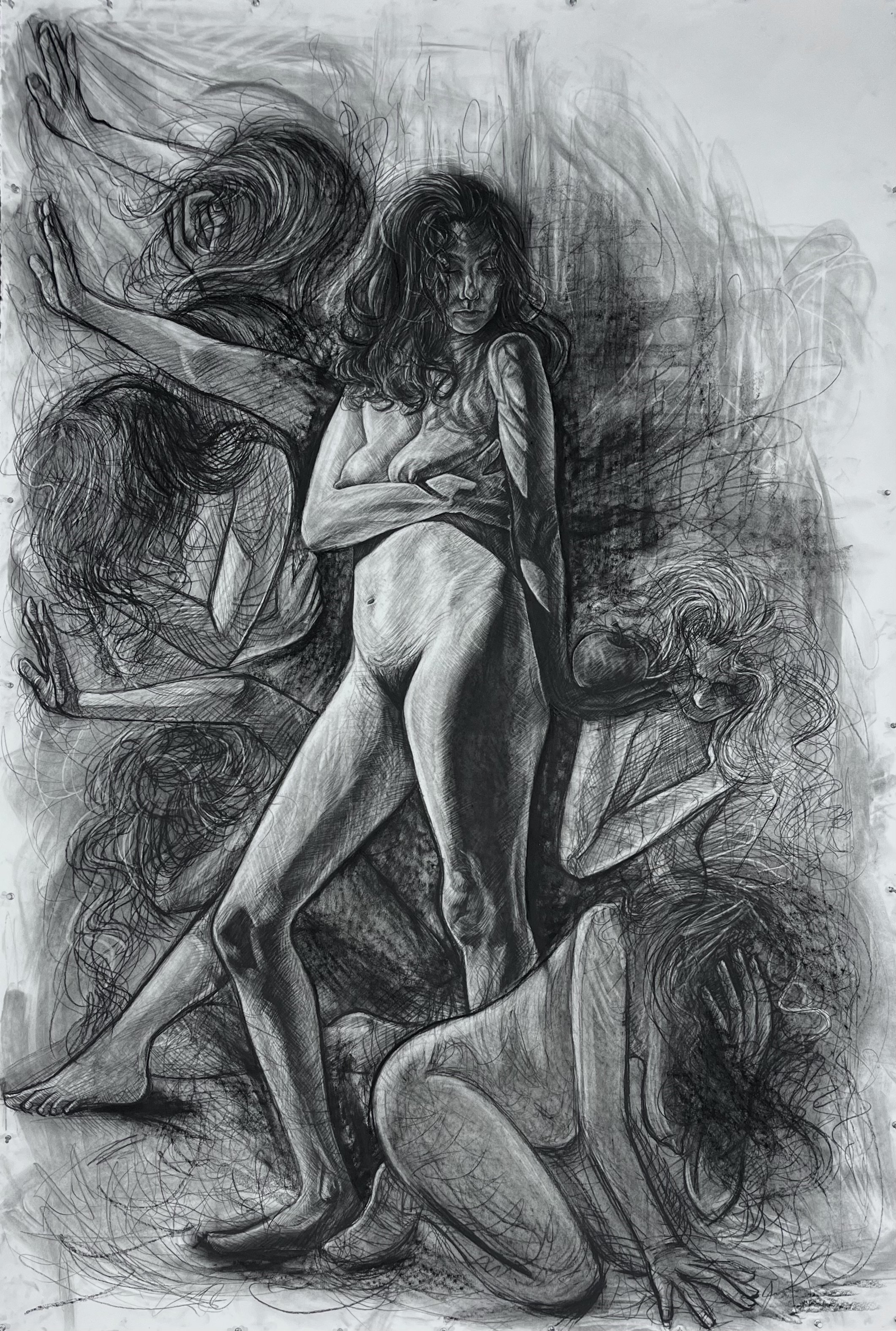 "Eve", Charcoal on Stonehenge paper, 4’2” x 6’2”, 2024