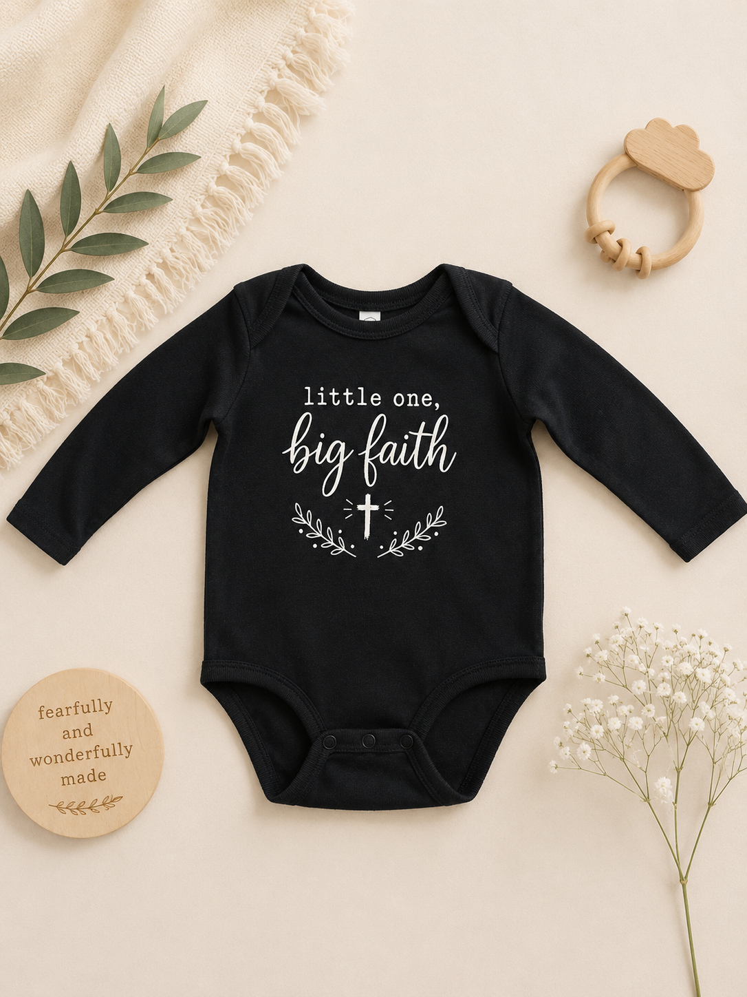 'Little One, Big Faith' Baby Onesie