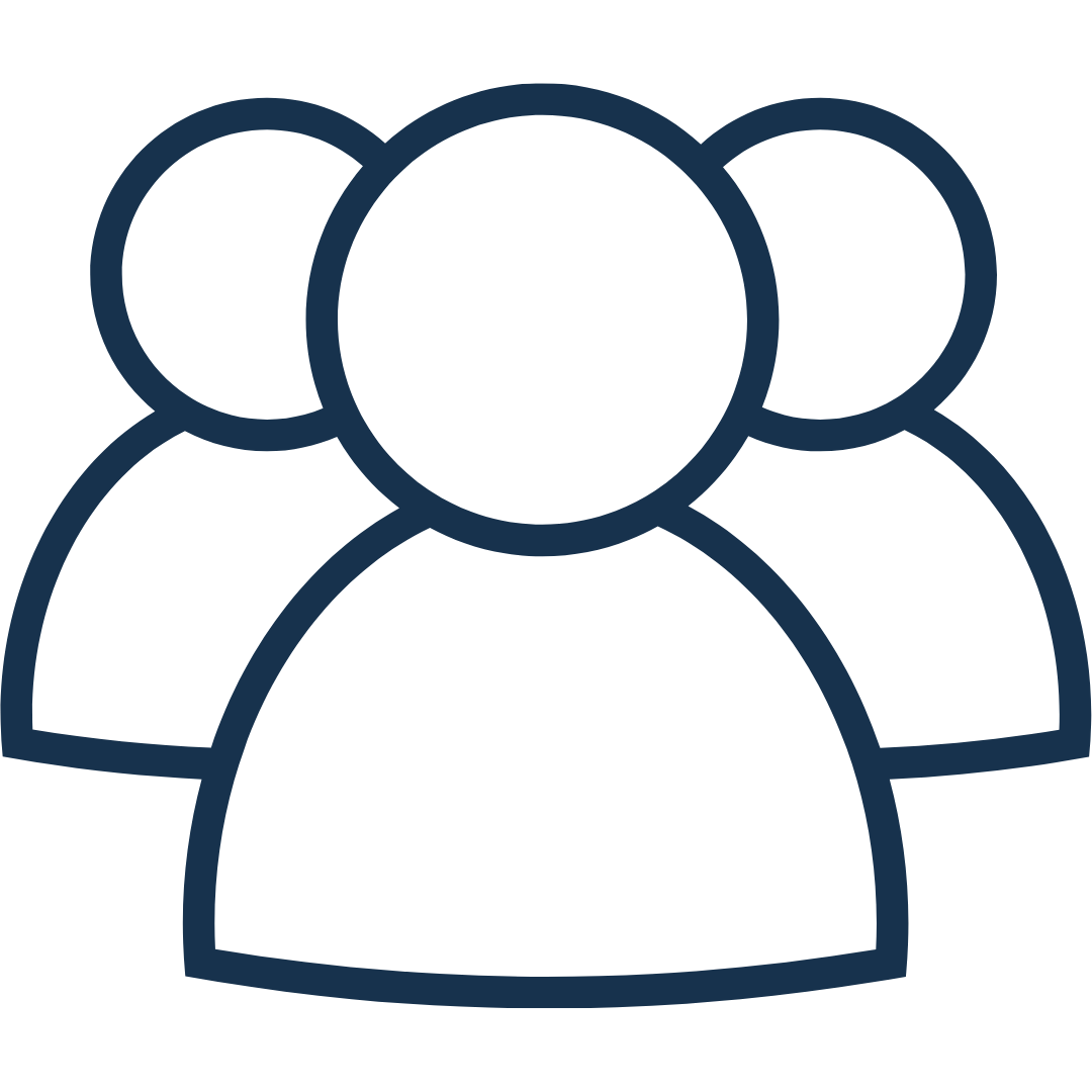 Line drawing of a group of people or team.