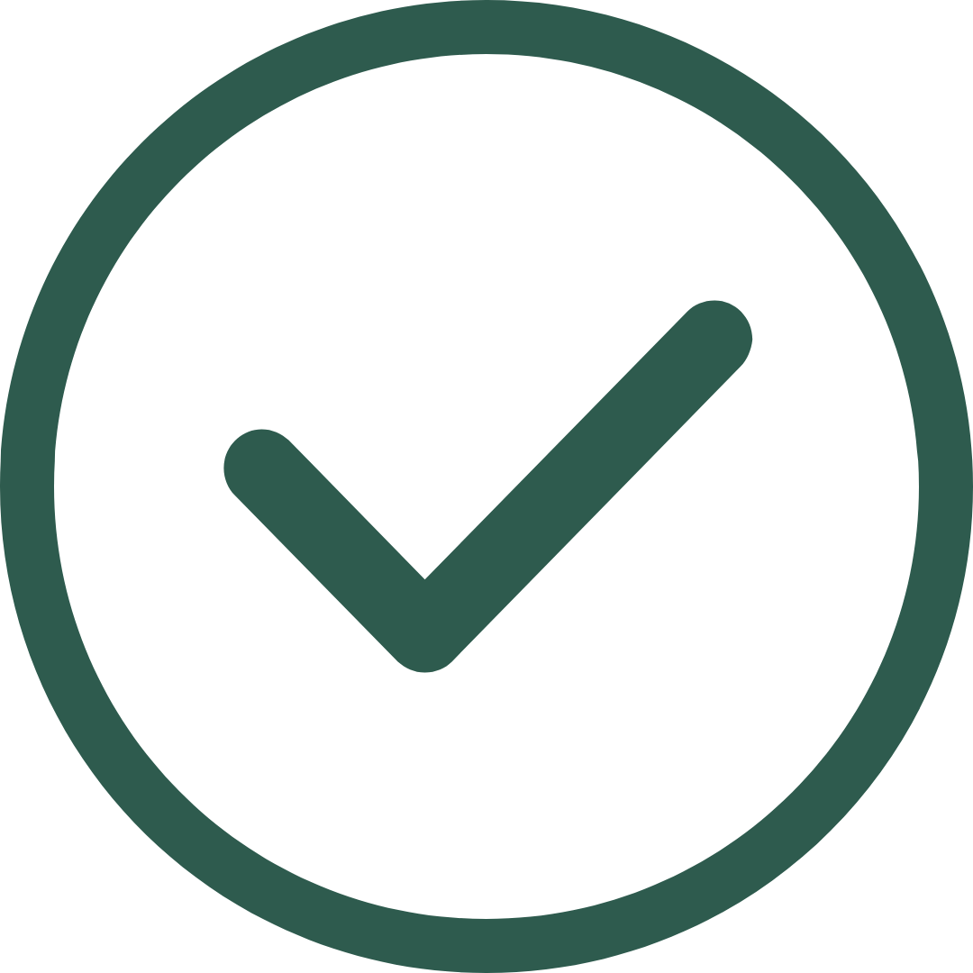 Green check mark inside a circle representing approval or confirmation.