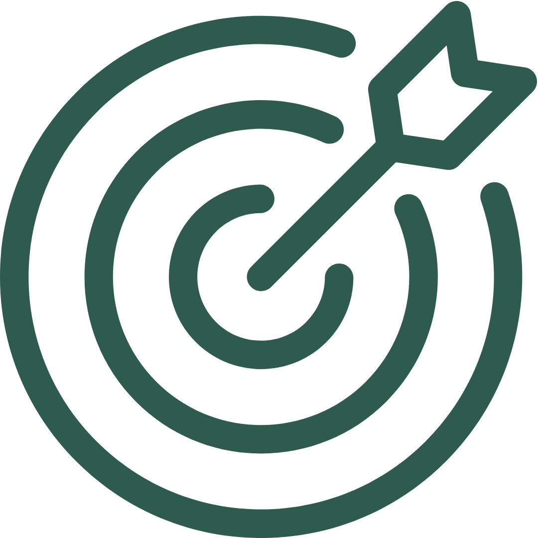 Icon of a dart hitting the bullseye on a target.