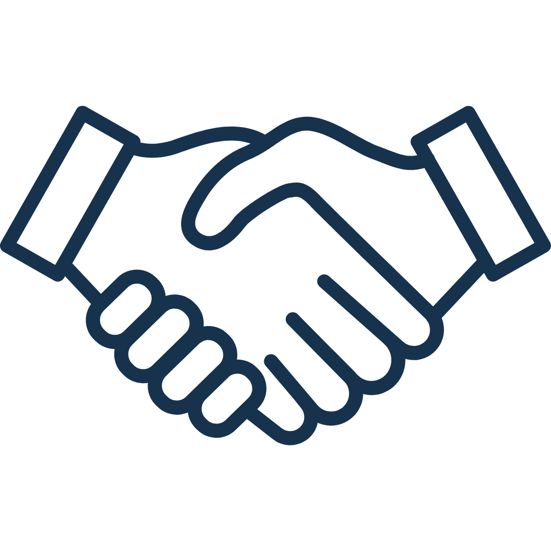 Icon of two hands shaking, representing agreement or handshake.