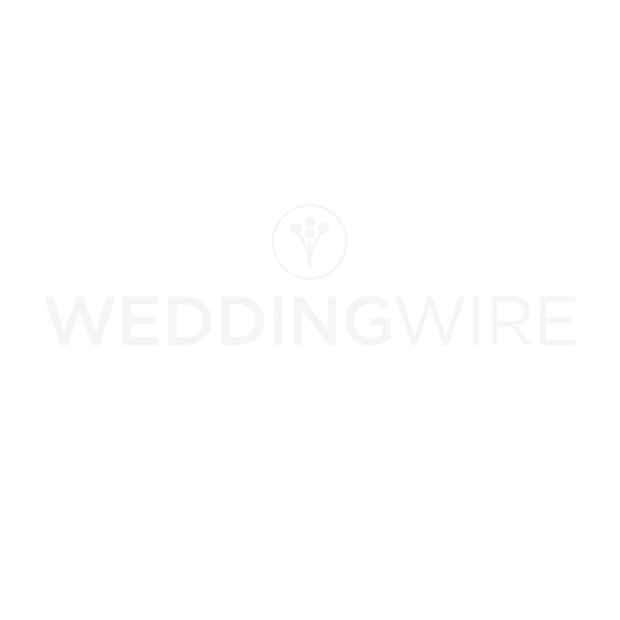 Black background with white text that reads 'WEDDING WIRE' and a small circular logo of a flower above the text.