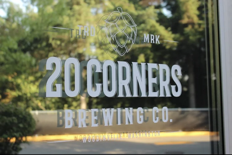 20 Corners Brewing Co. window in Woodinville