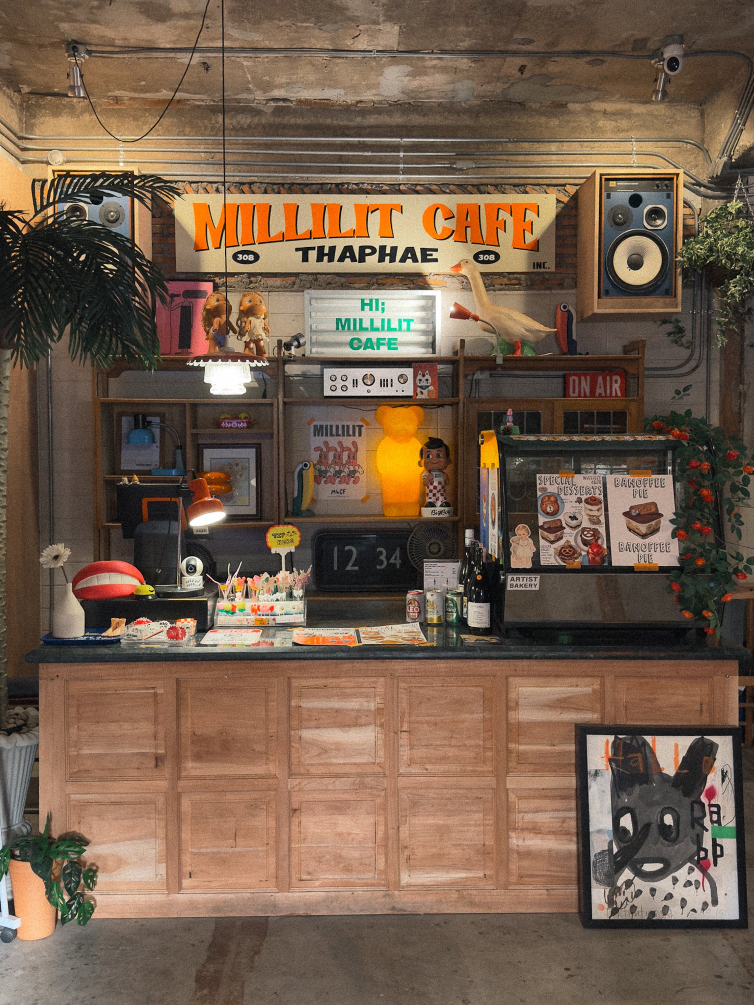 This picture shows the inside of a coffee shop with many décor in Chiang Mai Thailand