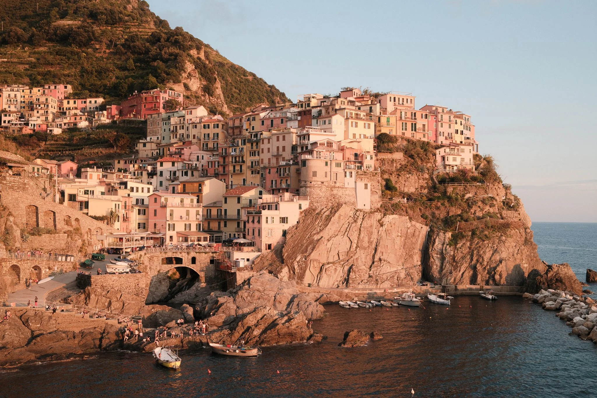 A Town in Cinque Terre Italy during sunset