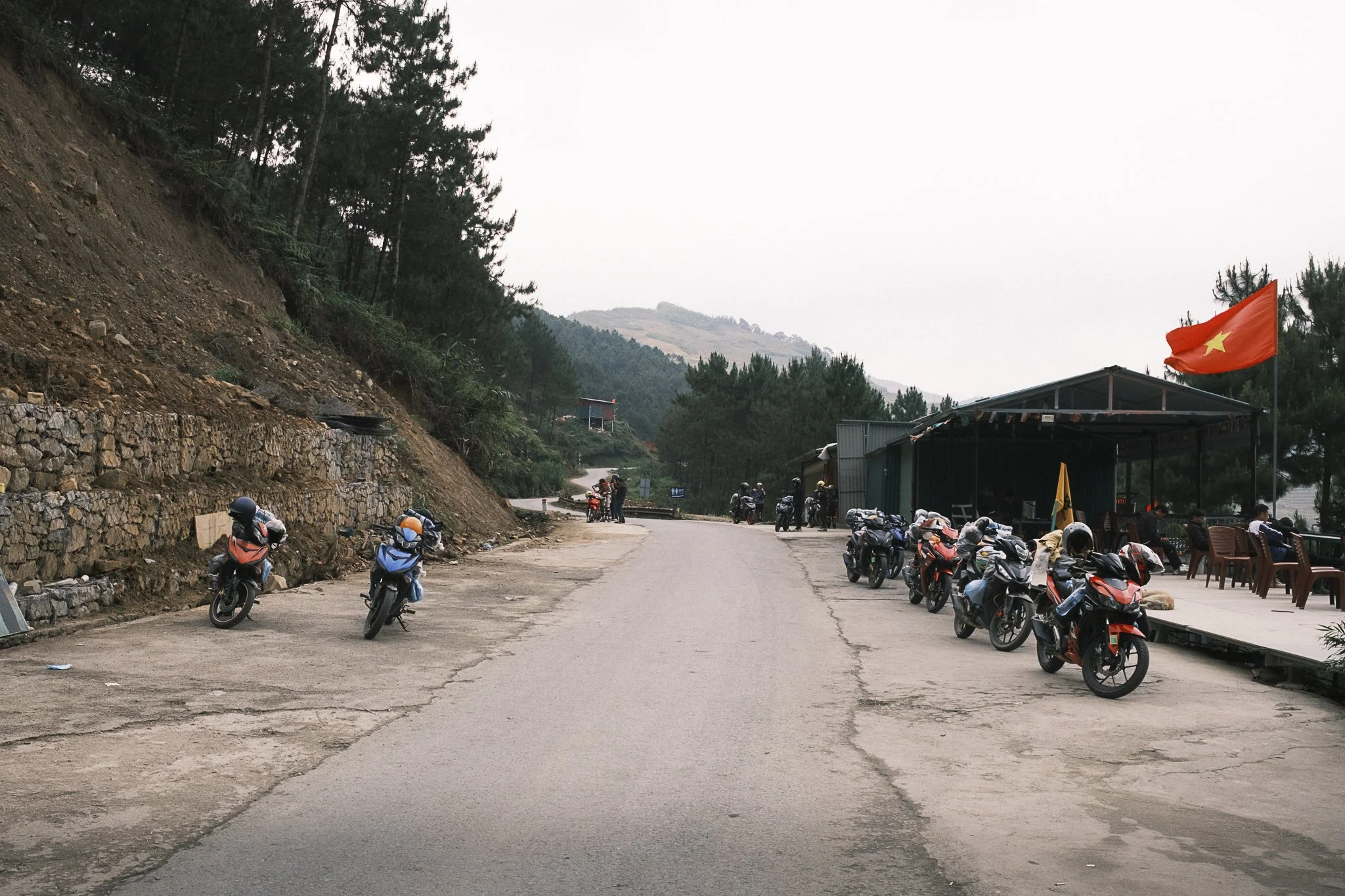 Motorcycles on the Ha Giang Loop in Vietnam on a short break