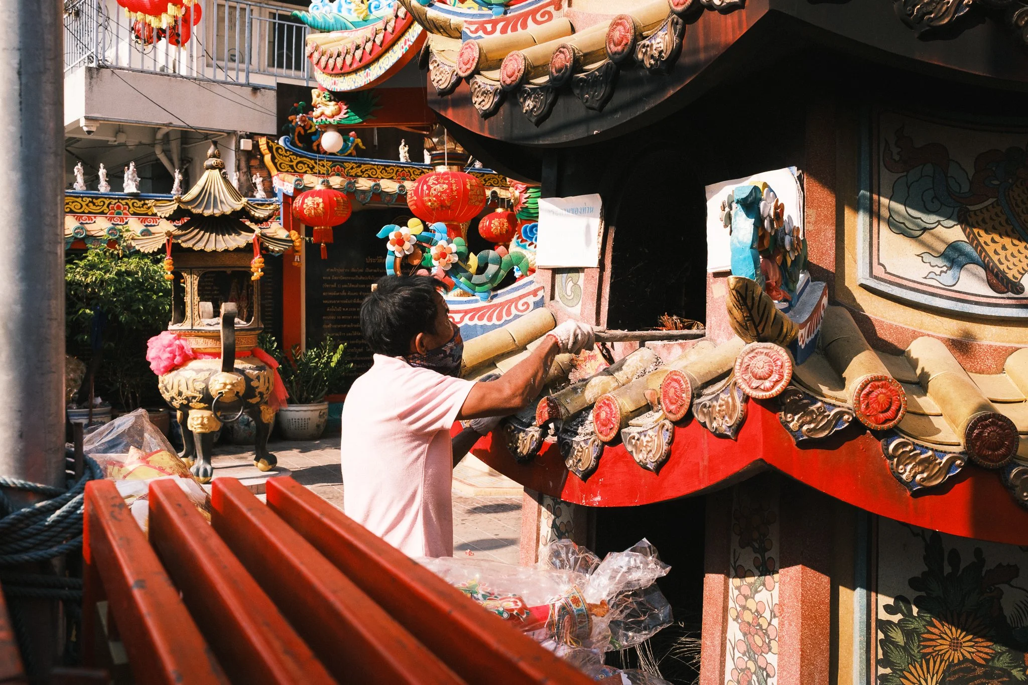 A Worker in Chinatown Chiang Mai Thailand doing his work
