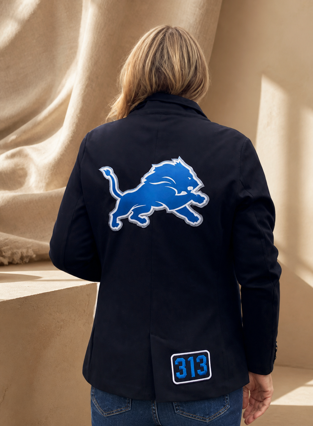 Lions Pride Knit Blazer with Embroidered Patches