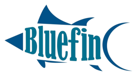 Bluefin logo with stylized fish design