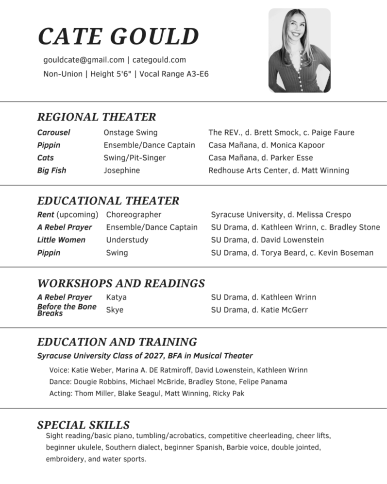 Cate Gould's resume.