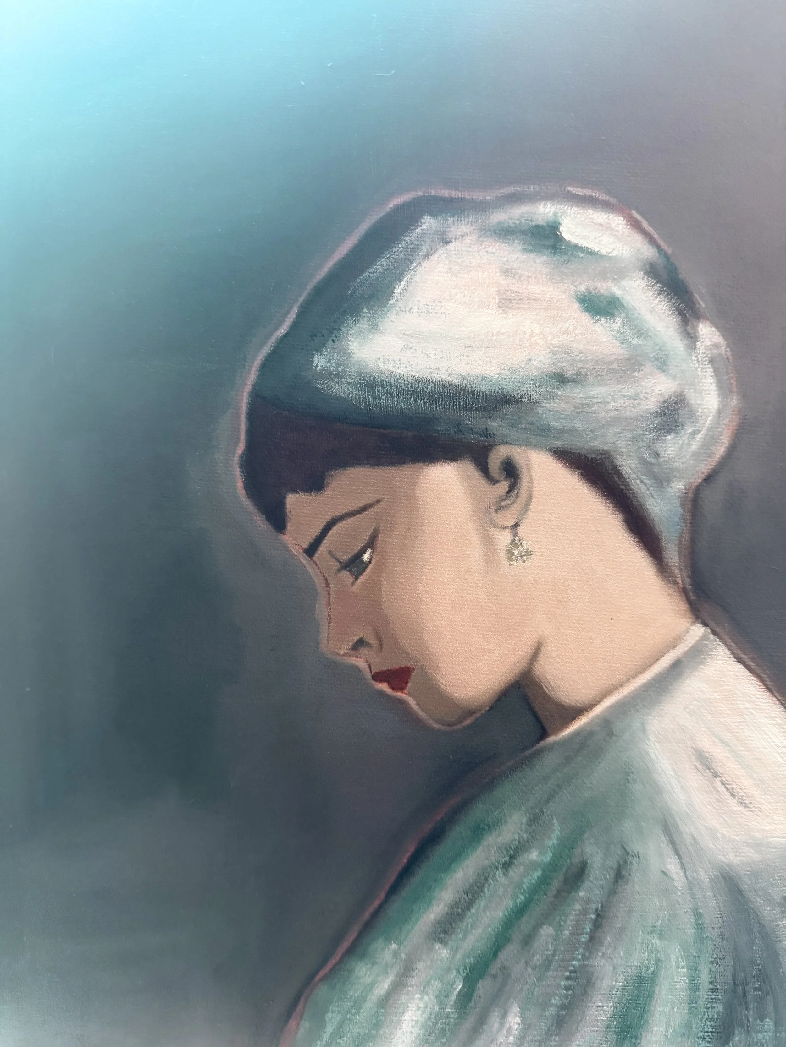 Whispers of Elegance Original Oil Painting| Vintage Inspired Female Portrait Art