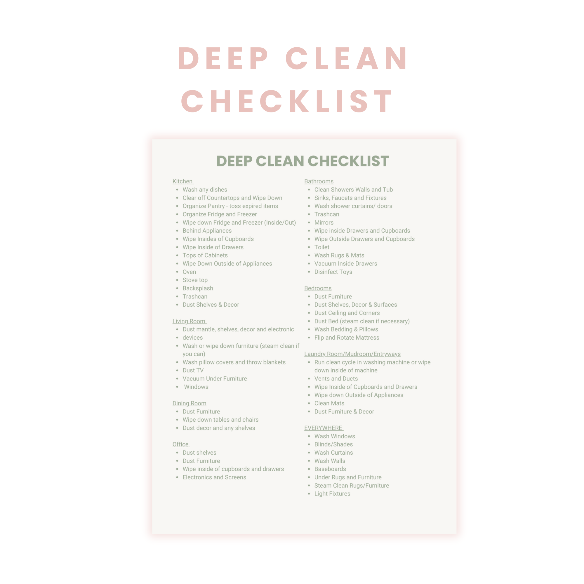 Deep Clean Checklist