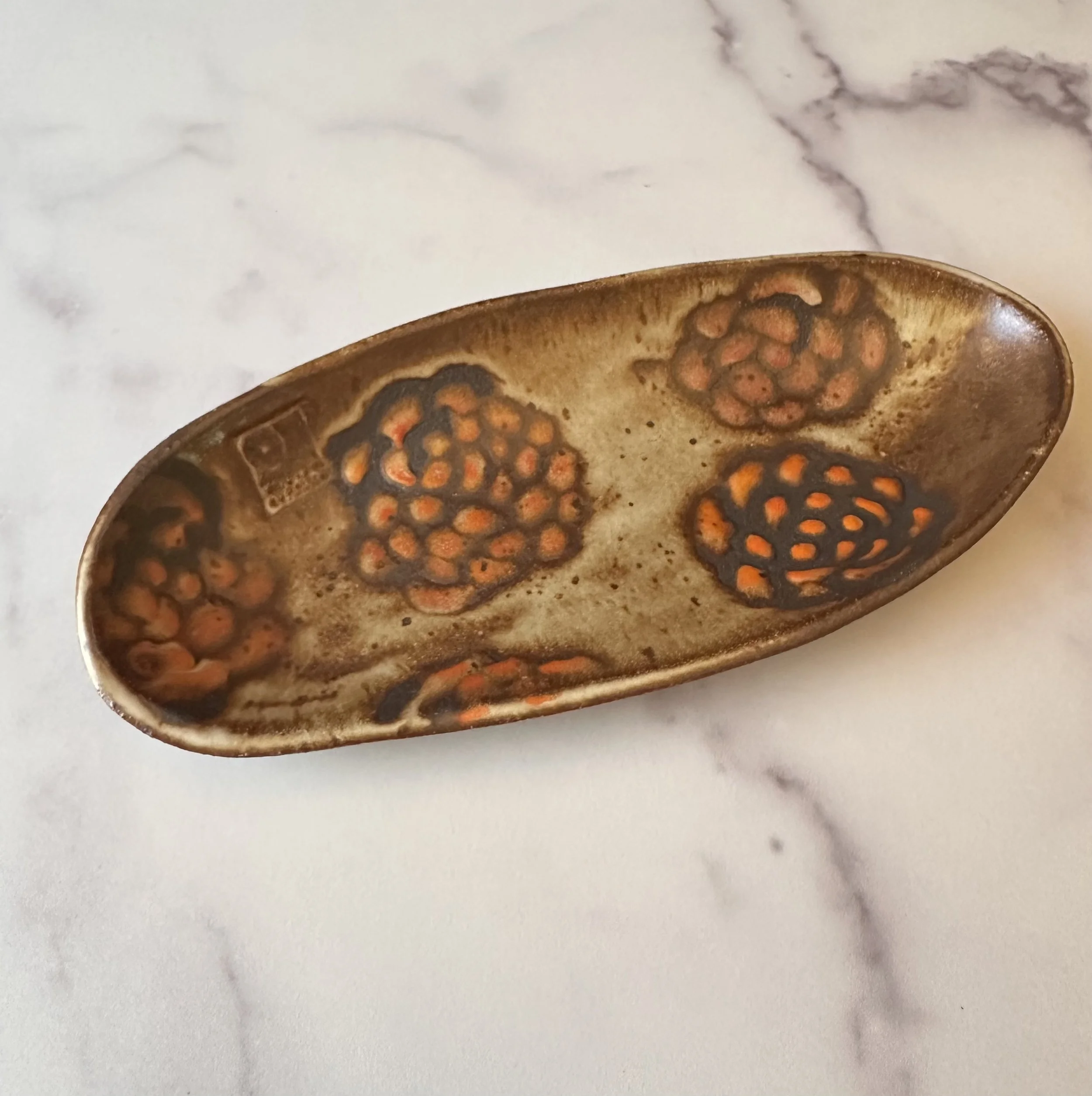 Handcrafted Rustic Floral Stoneware Dish